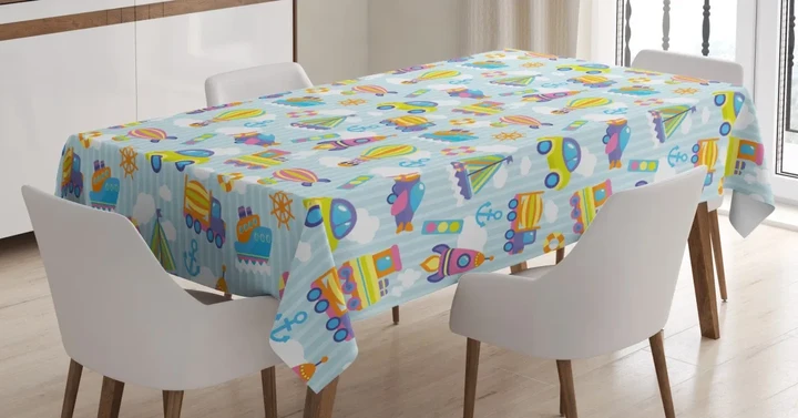 Transportation Theme 3d Printed Tablecloth Home Decoration