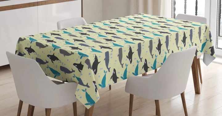 Swimming Mammals Yellow 3d Printed Tablecloth Home Decoration