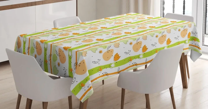 Cartoon Flower Stripe 3d Printed Tablecloth Home Decoration