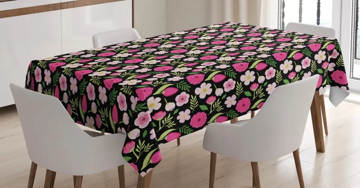 Petals Leaves And Stalks 3d Printed Tablecloth Home Decoration