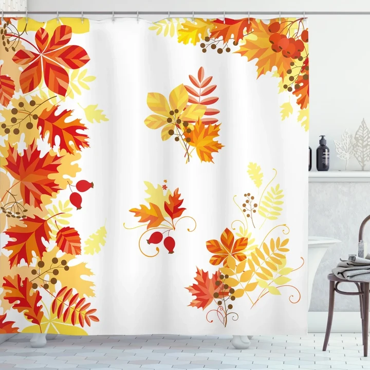 Tree Leaves And Berries Shower Curtain Shower Curtain