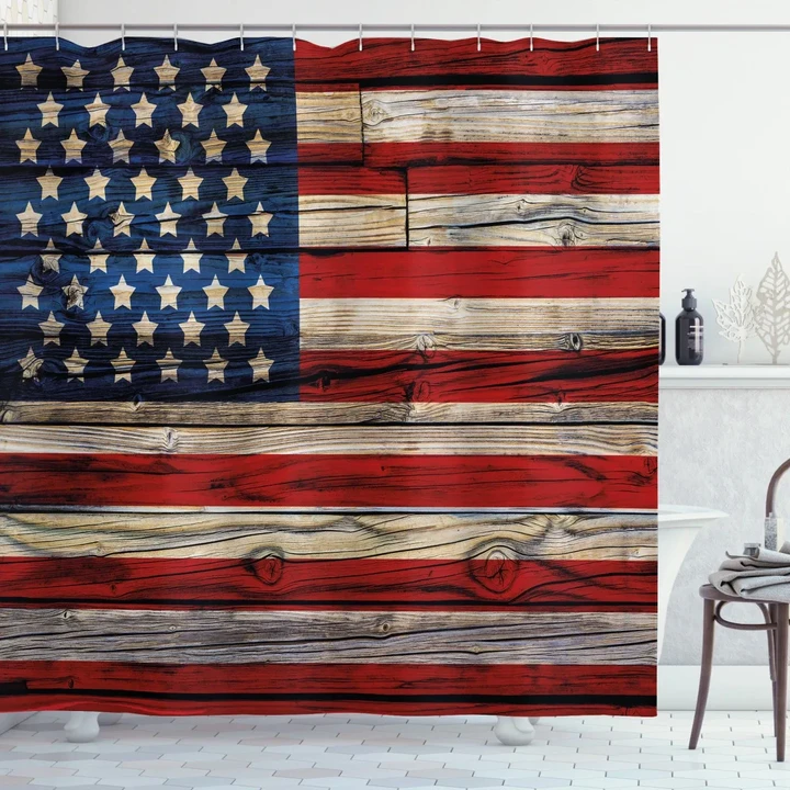 Wood Planks Flag Shower Curtain Shower Curtain