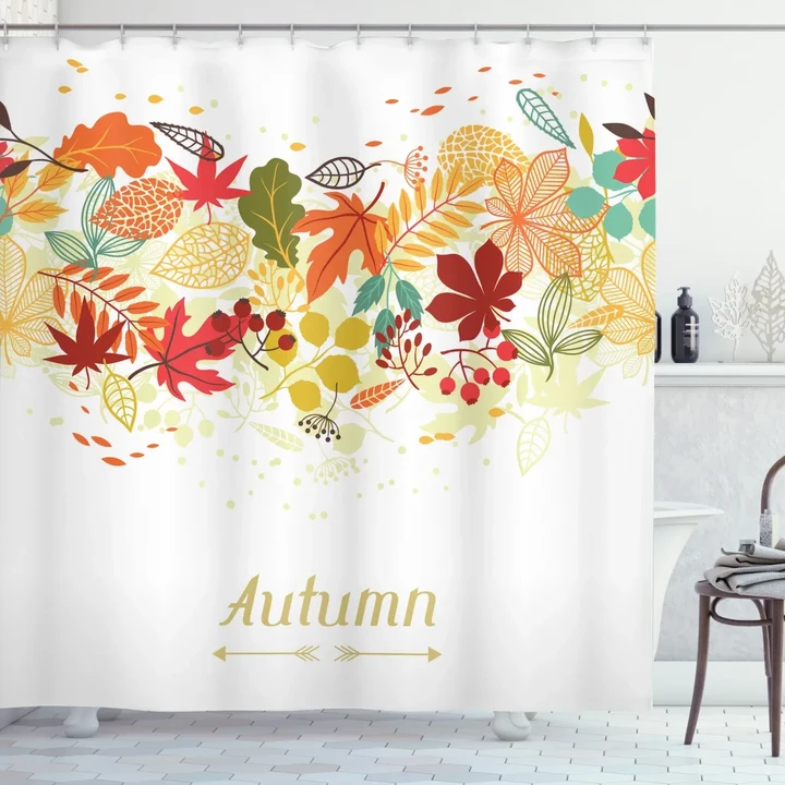 Autumn Leaves Border Shower Curtain Shower Curtain