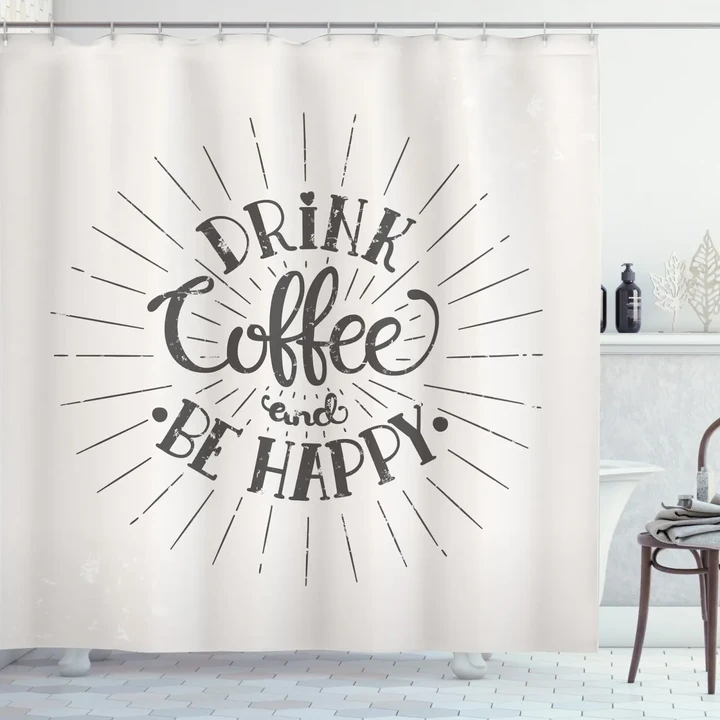 Coffee Words Grunge Effect Shower Curtain Shower Curtain