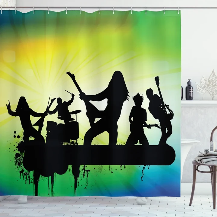Energetic Rock Band Shower Curtain Shower Curtain