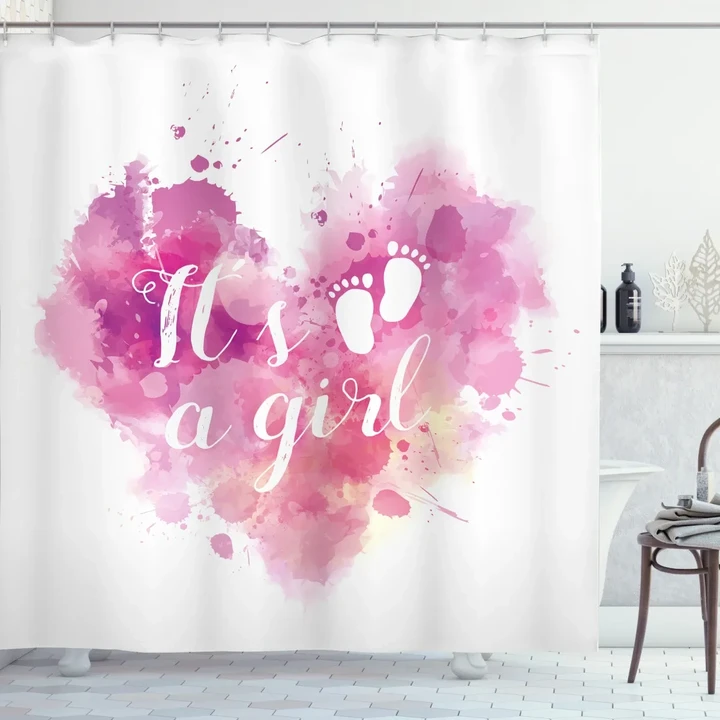 Hearts Pastel Girl Shower Curtain Shower Curtain