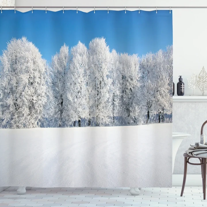 Frozen Trees And Fields Shower Curtain Shower Curtain
