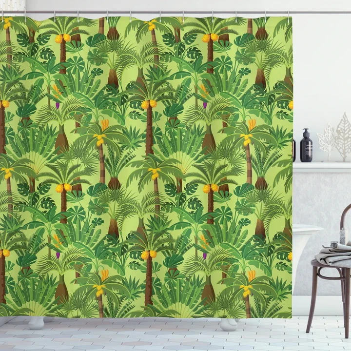Tropic Forest Foliage Leaves Shower Curtain Shower Curtain