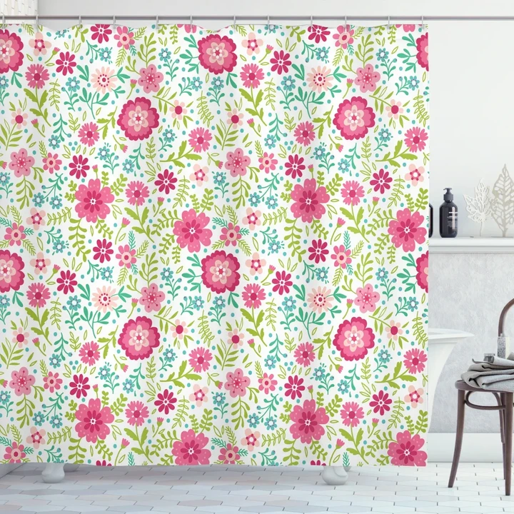 Blossoming Field Fern Leaves Shower Curtain Shower Curtain
