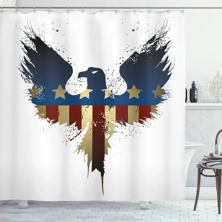 Usa Flag Bird Silhouette Shower Curtain Shower Curtain