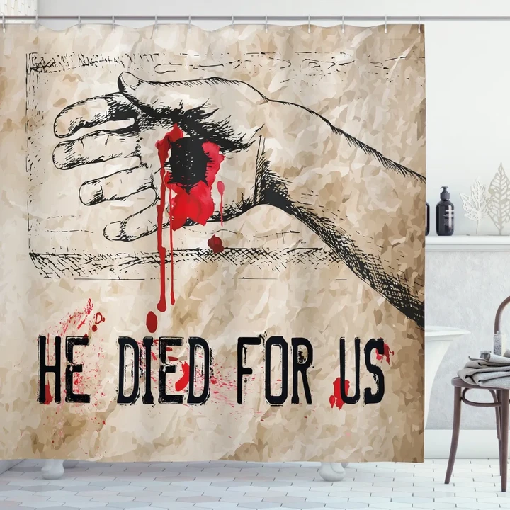 Bloody Hand Nailed Sketch Shower Curtain Shower Curtain