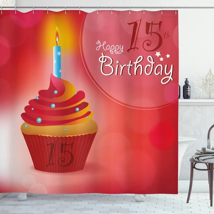 Yummy Cupcake Candle Shower Curtain Shower Curtain