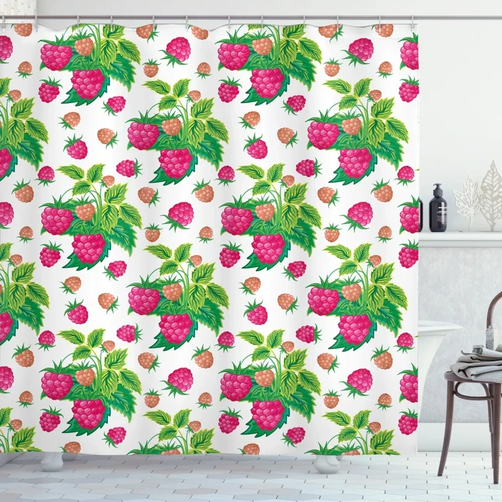 Raspberries And Green Leaves Shower Curtain Shower Curtain