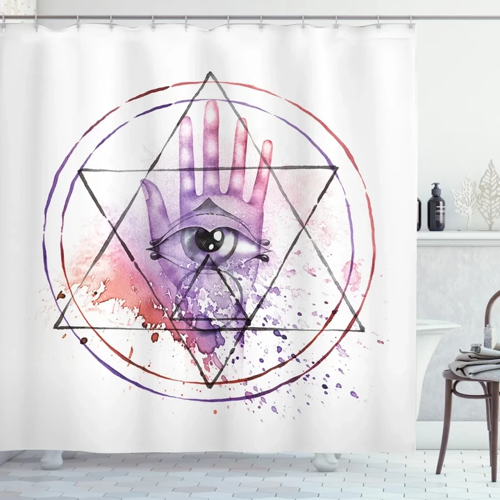 Watercolor All Seeing Eye Shower Curtain Shower Curtain