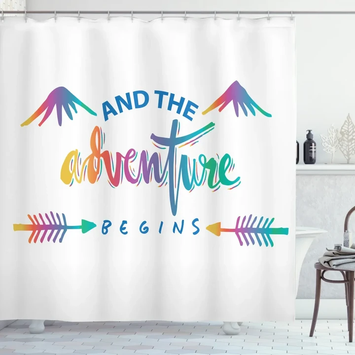 Colorful Retro Words Shower Curtain Shower Curtain