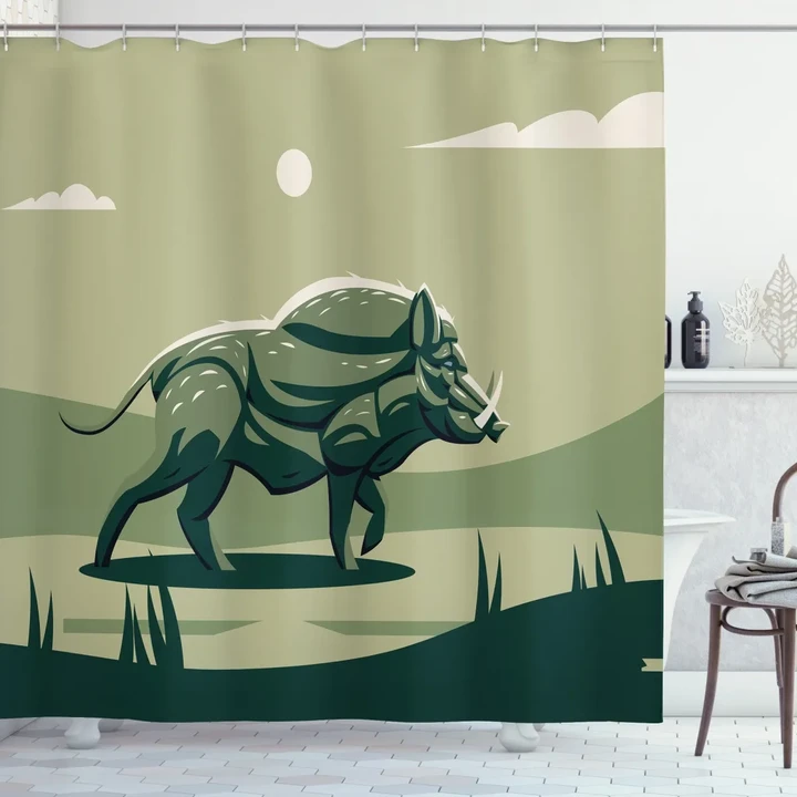 Wild Boar With Tusks Art Shower Curtain Shower Curtain