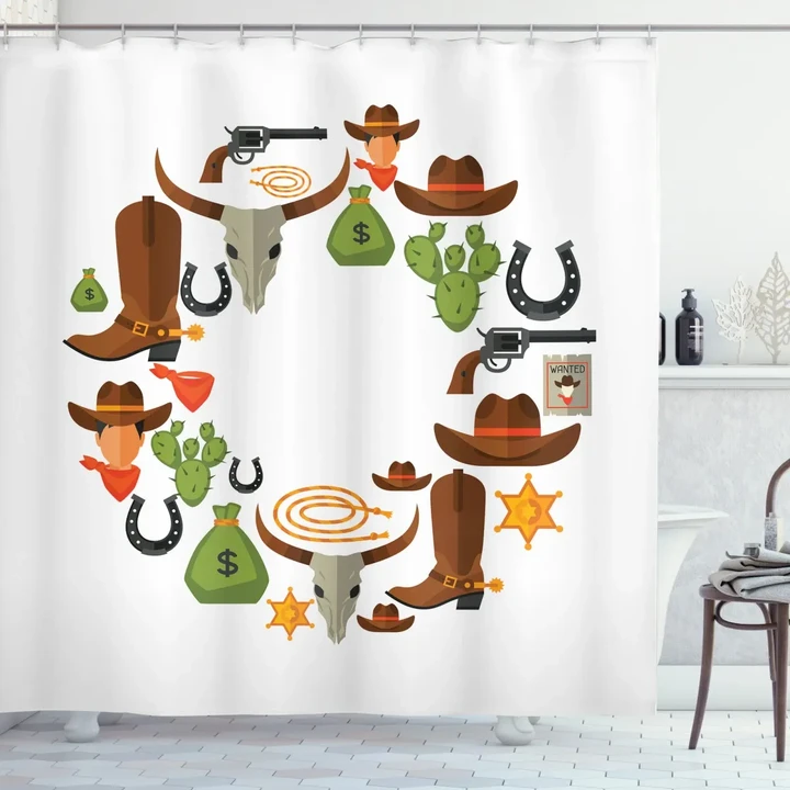 Vintage Wild West And Cowboy Shower Curtain Shower Curtain