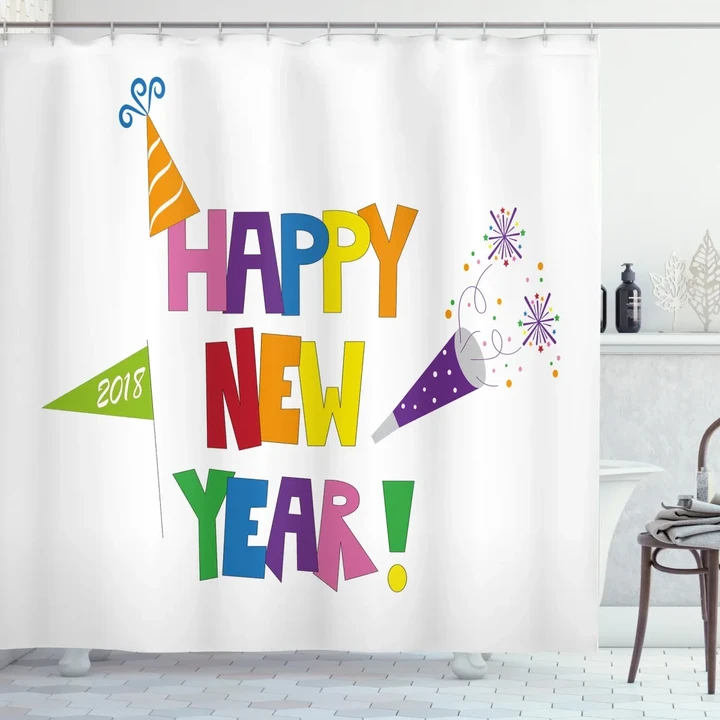 Bubbly Square Font Shower Curtain Shower Curtain