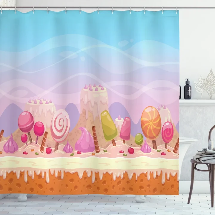 Fanciful Candy Road Shower Curtain Shower Curtain