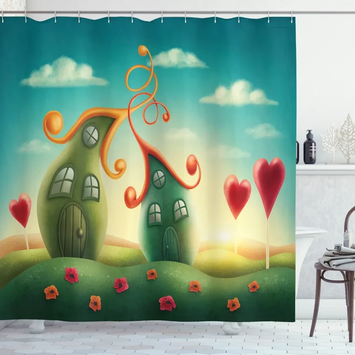 Heart Shaped Trees Red Shower Curtain Shower Curtain