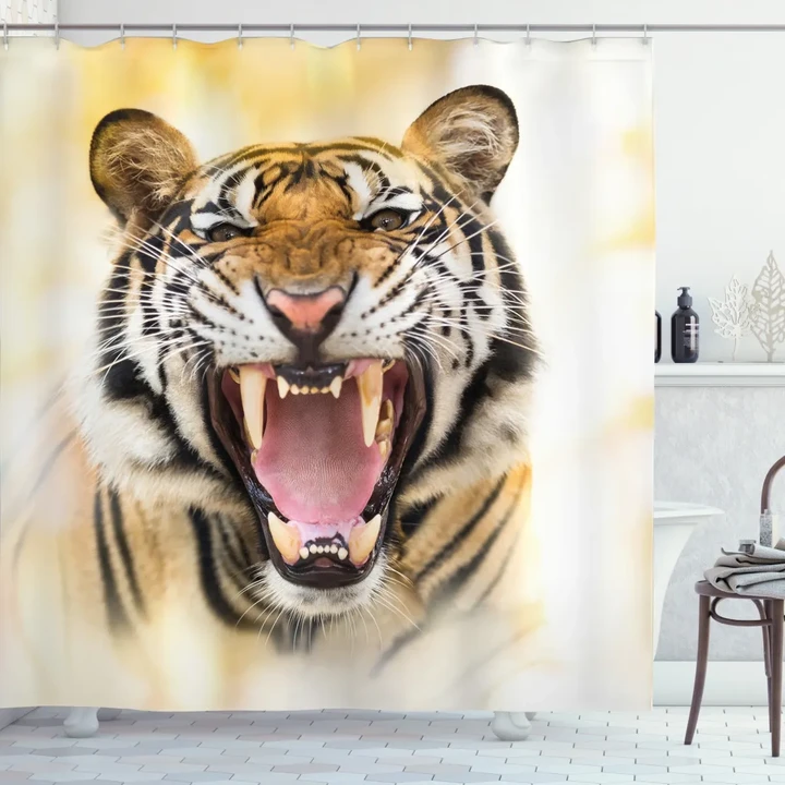 Young Panthera Growling Shower Curtain Shower Curtain