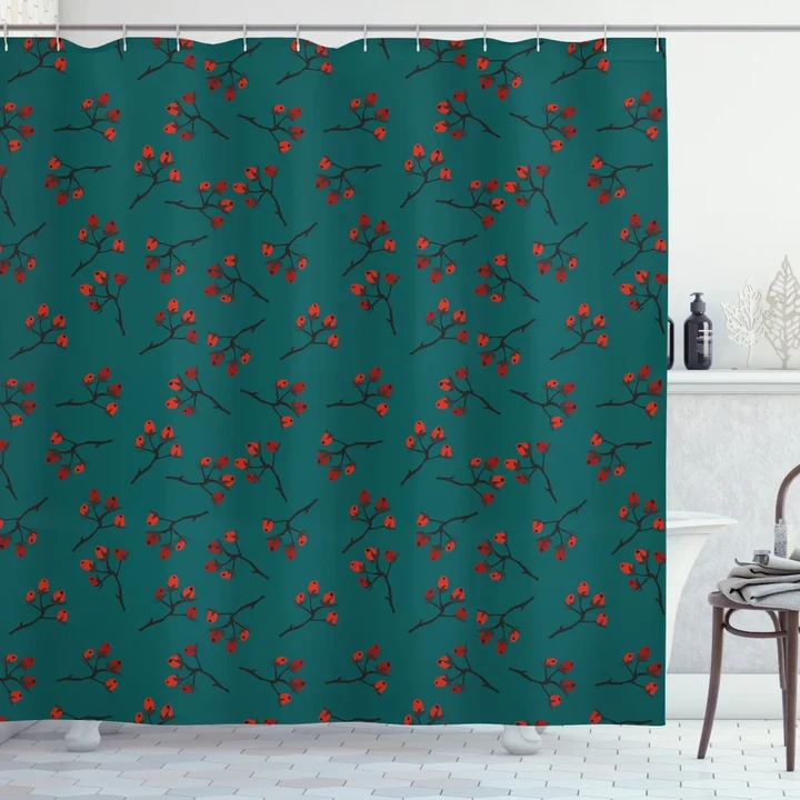 Red Berry Christmas Rustic Shower Curtain Shower Curtain