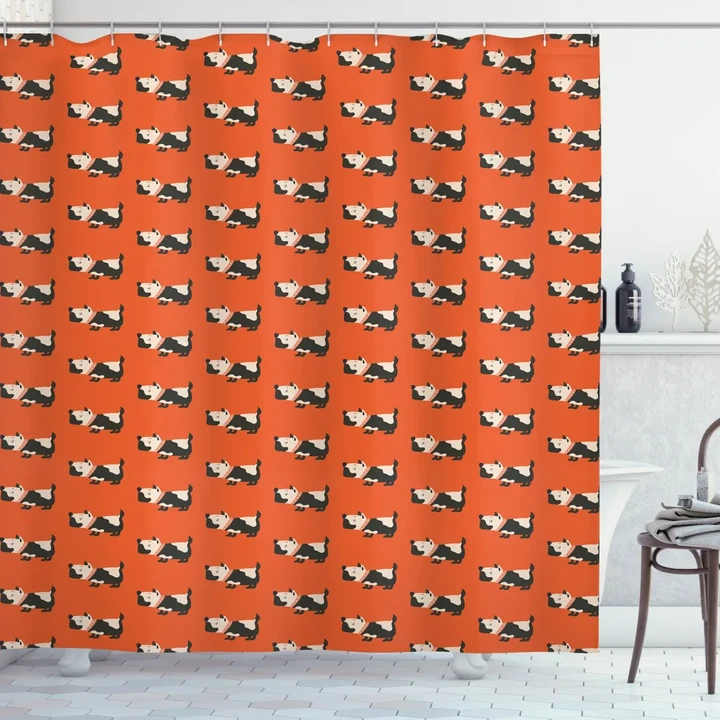 Cartoon Art Dog Pattern Shower Curtain Shower Curtain