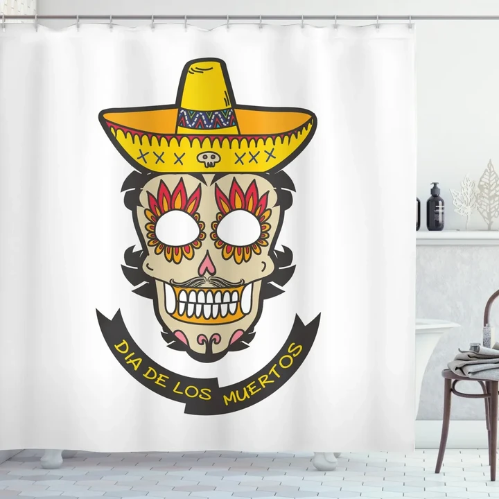 Skull With Sombrero Shower Curtain Shower Curtain