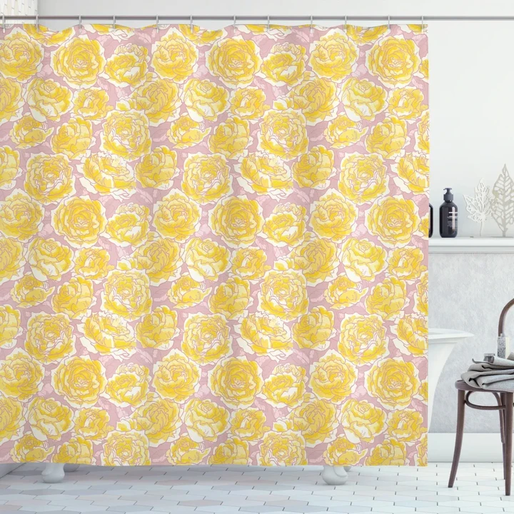 Yellow Roses Blooming Shower Curtain Shower Curtain