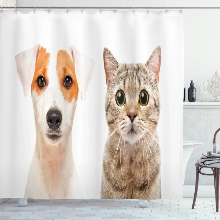 Portraits Of Dog And Cat Shower Curtain Shower Curtain