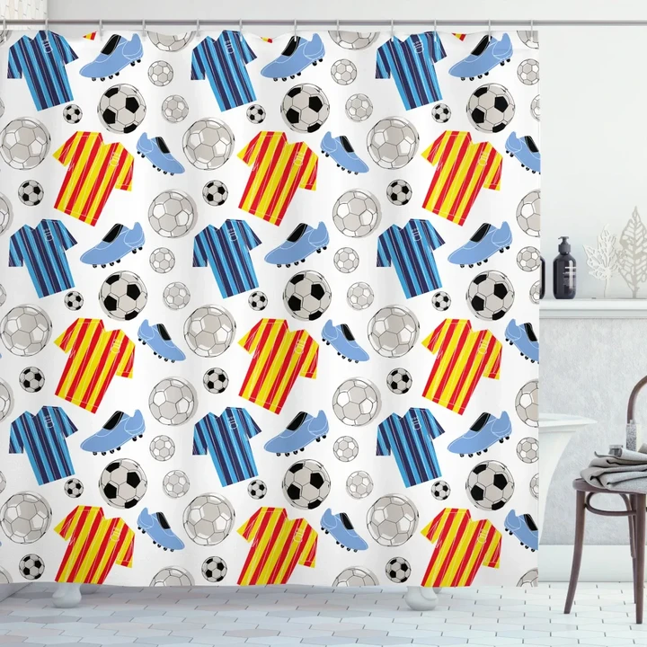 Sports Clothes Shoes Shower Curtain Shower Curtain