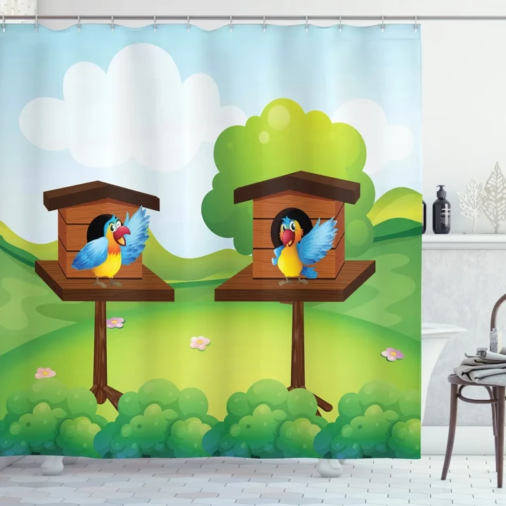 Winged Animals Nest Shower Curtain Shower Curtain