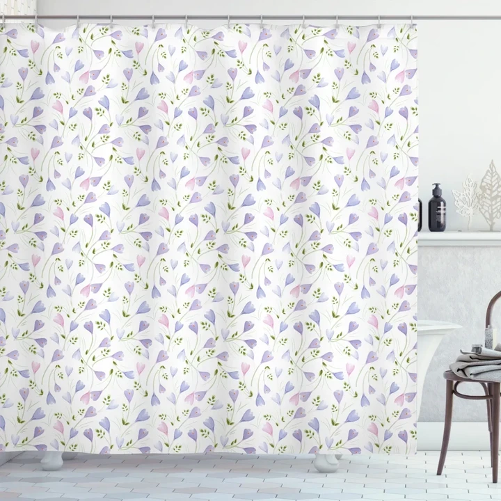 Delicate Pastel Floral Motif Shower Curtain Shower Curtain