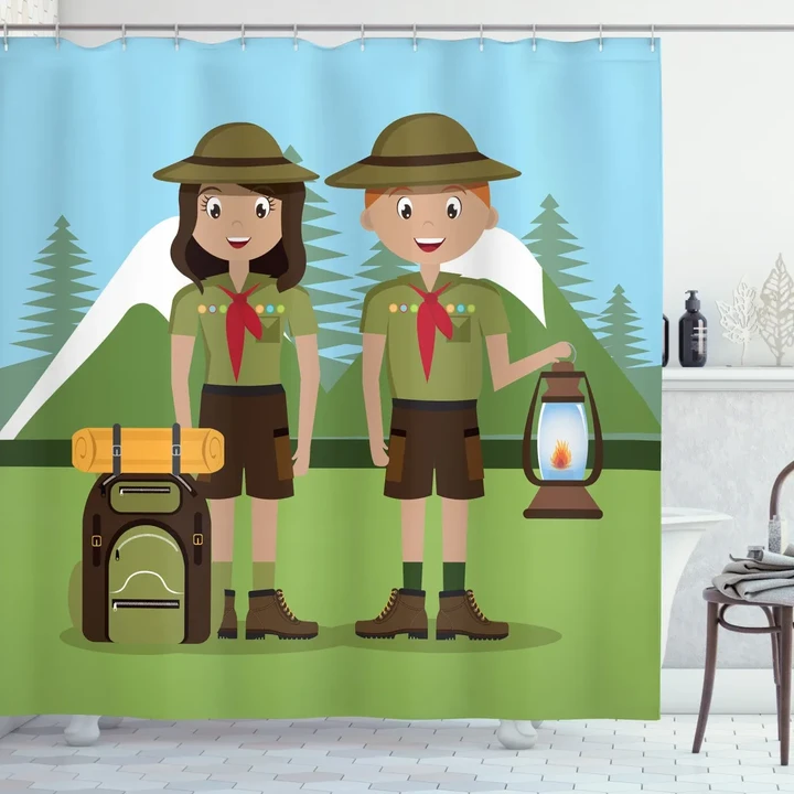 Woman And Men In Forest Shower Curtain Shower Curtain