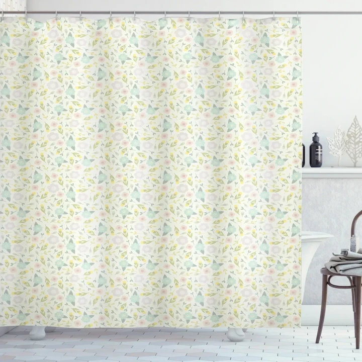 Pastel Tone Flora Shower Curtain Shower Curtain