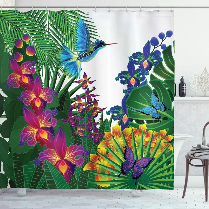 Vibrant Tropical Jungle Shower Curtain Shower Curtain