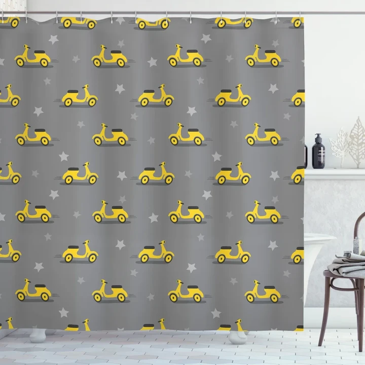 Scooters And Stars Shower Curtain Shower Curtain