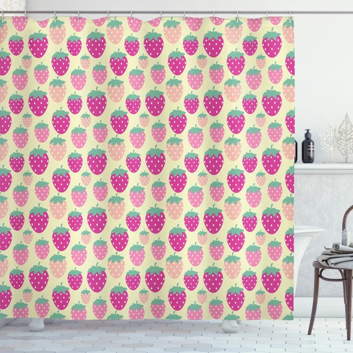 Pink Shade Fruits Shower Curtain Shower Curtain