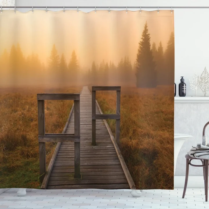 Foggy Day Fall Forest Shower Curtain Shower Curtain