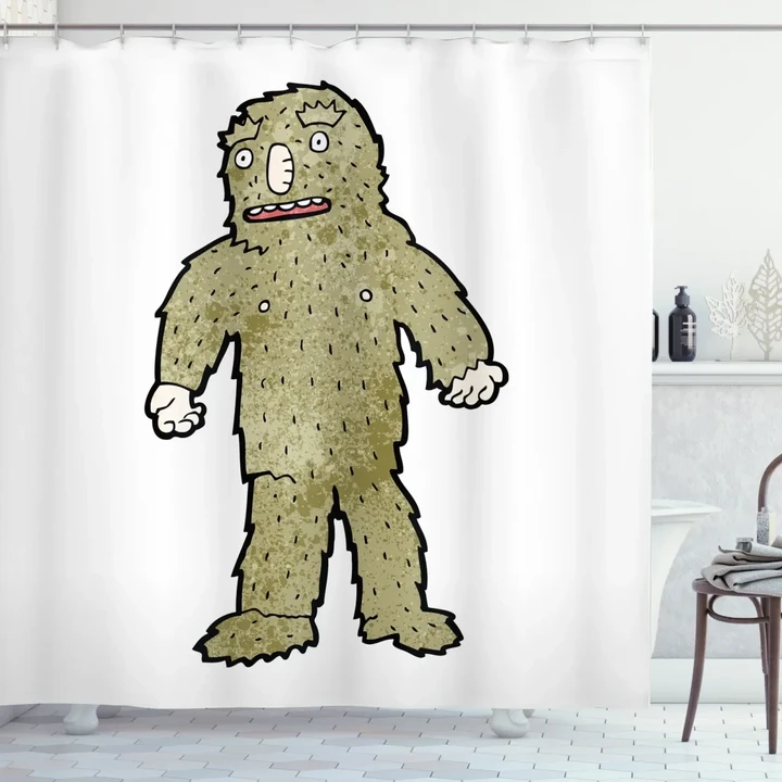 Quirky Grungy Bigfoot Shower Curtain Shower Curtain