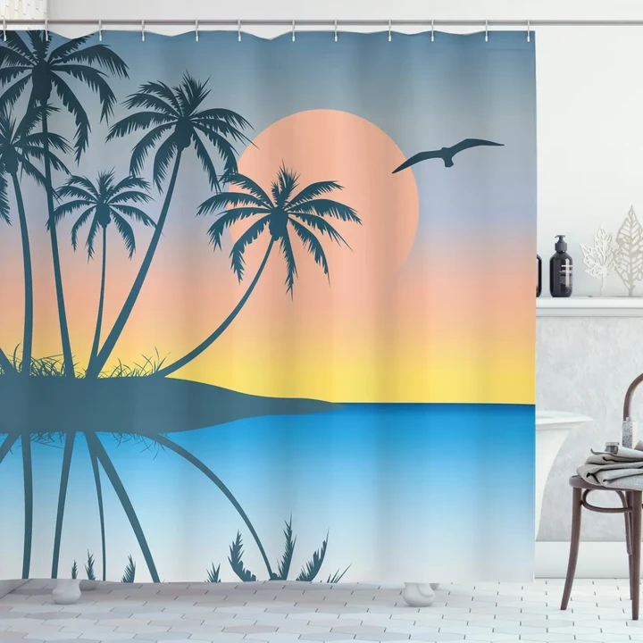 Tropical Island Exotic Shower Curtain Shower Curtain