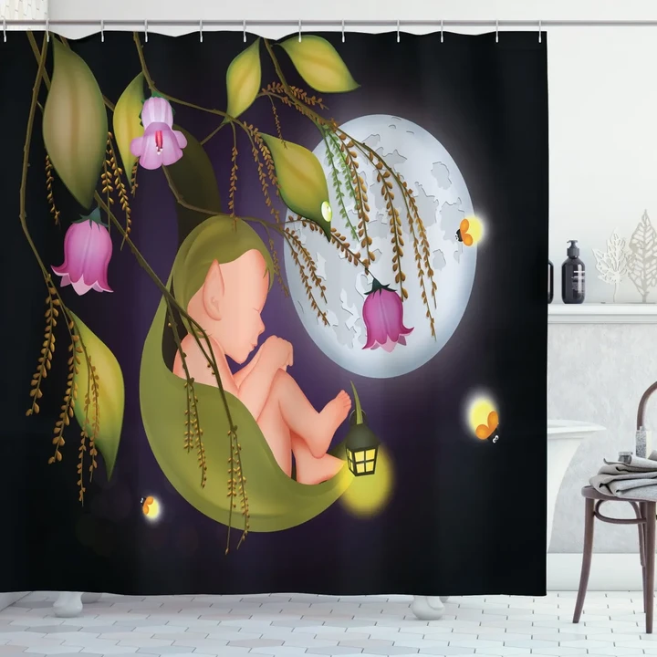 Moon Mystic Night Fairytale Shower Curtain Shower Curtain