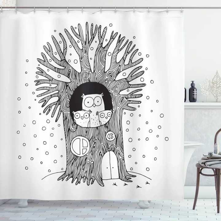 Owl Family Home Shower Curtain Shower Curtain