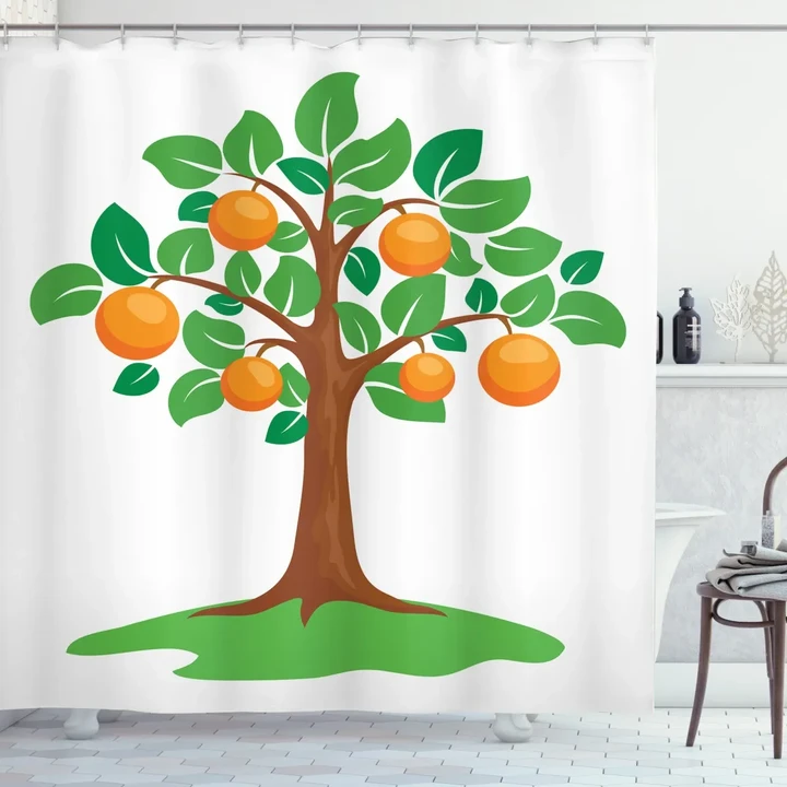 Orange Tree Design Shower Curtain Shower Curtain