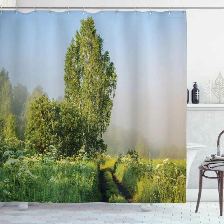 Path With Trees Flowers Shower Curtain Shower Curtain