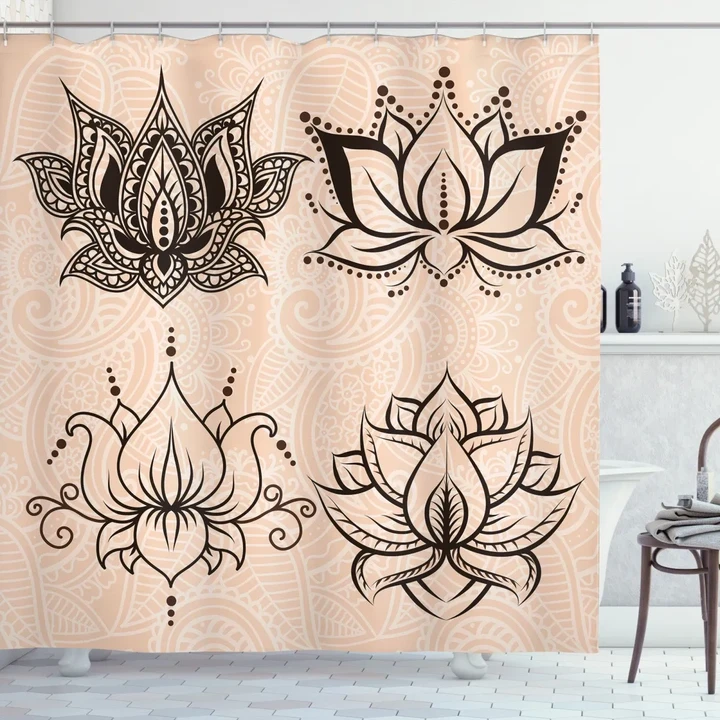 Ornamental Lotuses Swirls Shower Curtain Shower Curtain