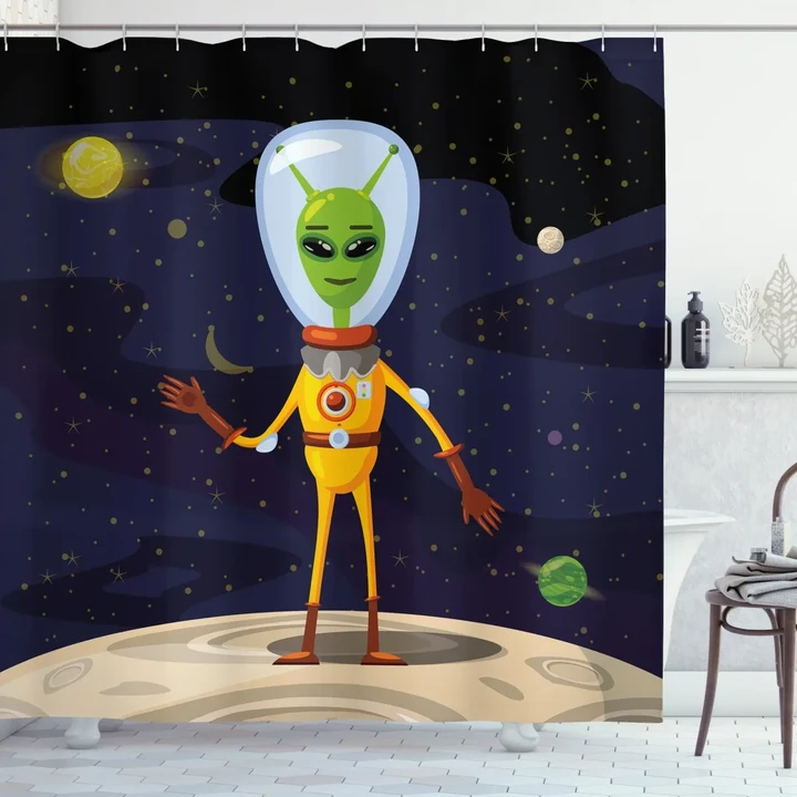 Funny Creature In A Spacesuit Shower Curtain Shower Curtain