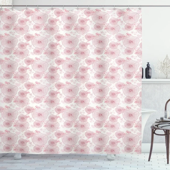 Lilies Dotted Heart Shower Curtain Shower Curtain