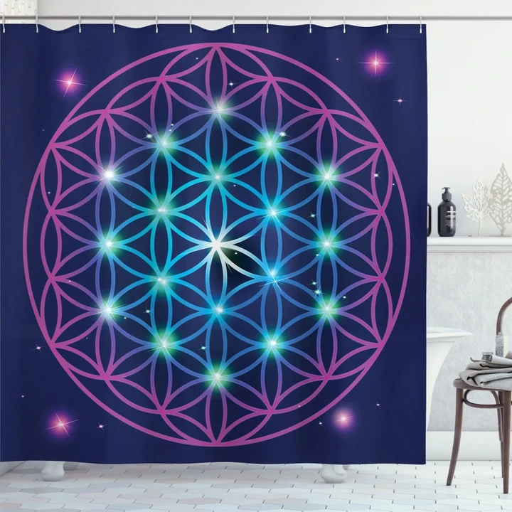 Ombre Flower Of Life Shower Curtain Shower Curtain