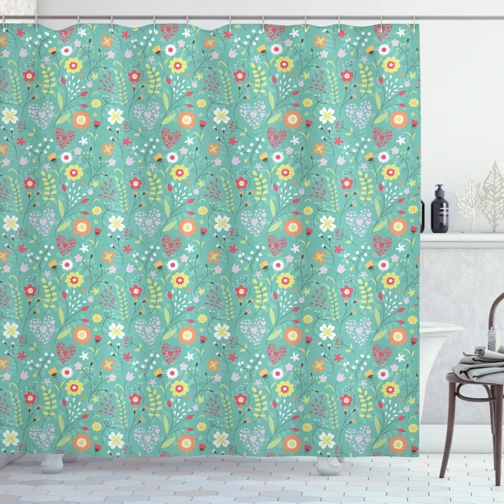 Tulips Daisy Lily Blooms Shower Curtain Shower Curtain